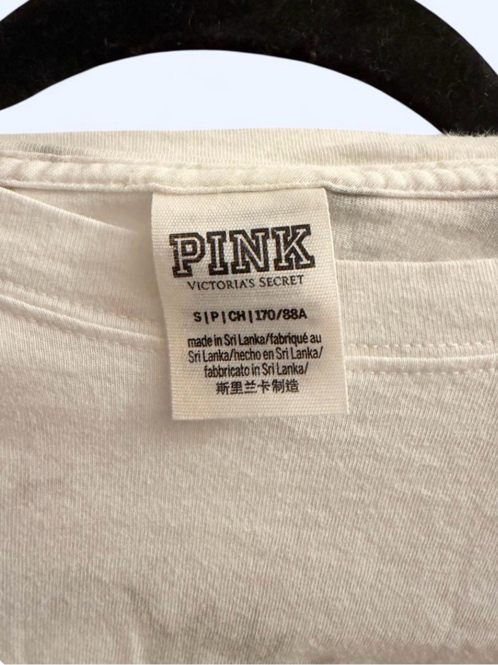 Victoria’s Secret PINK White Gray Tie Dye Long Sleeve Pocket Tee Size Small - Picture 3 of 3